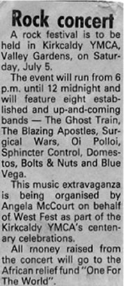 July '86 Charity Gig article